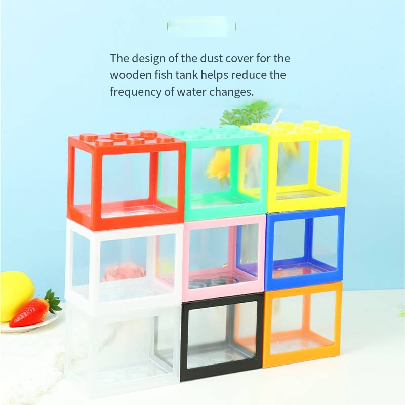 Aquarium Fish Goldfish - 斬新なブロック型ミニ水槽 デスクトップ金魚鉢 小型金魚鉢 テーブルトップ ホームオフィス デコレーション用