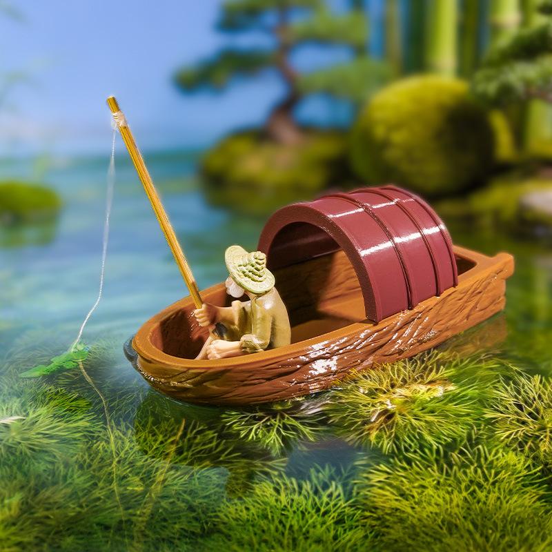 Aquarium Fish Sale - ホットセール-フローティングボートフィッシャーマンミニモデルセット、水槽、池、魚タンク用、リアルな造園シーン、家の装飾、高品質