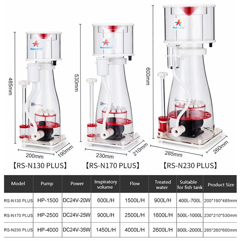 Protein Skimmer Reef - 110-240V レッドスターフィッシュアクアリウムプロテインスキマーサンプ RS-N130/N170/N230 海水海洋リーフコーラルタンク濾過ポンプ