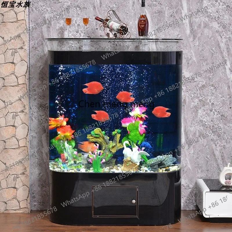 Aquarium Fish Sale - ヨーロッパ風ライトラグジュアリー、シンプルモダンな曲線型水槽、リビングルーム用、エコ水槽、水換え不要