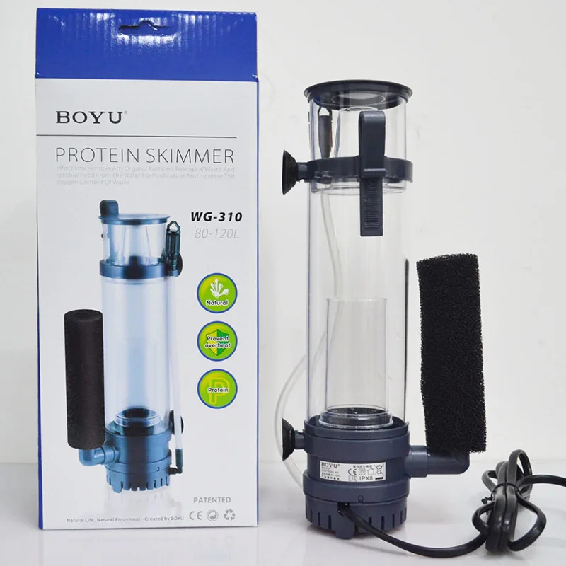 Protein Skimmer Reef - 6W/8W BOYUプロテインスキマーフィルター吊り下げ式ポンプマリンコーラル海水内部水槽フィルターアクセサリー（80-120L水槽用）