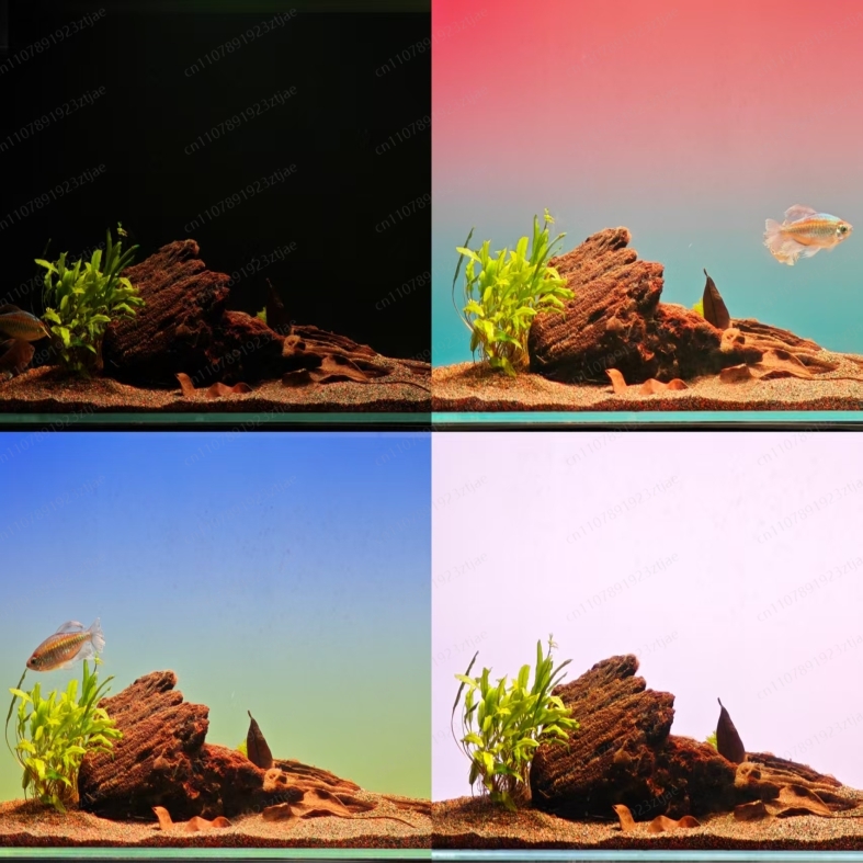 Aquarium Fish Light - 黒色アクリル製水槽背景ライトパネル、RGBWグラデーションデュアルコントロールLED（魚タンク装飾用）