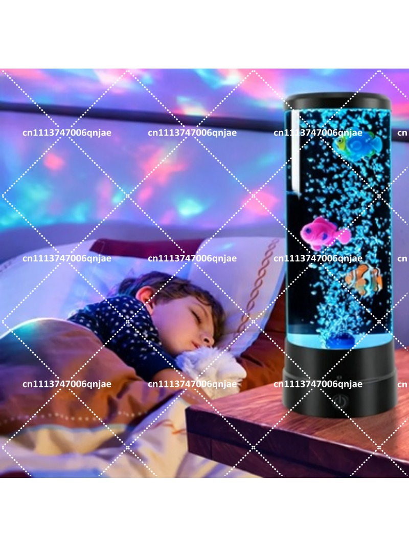 Aquarium Fish Light - シミュレーションLED電子魚タンク水槽、色が変わるバブルフィッシュランプ、クラゲナイトライト、寝室のデスクトップ装飾用