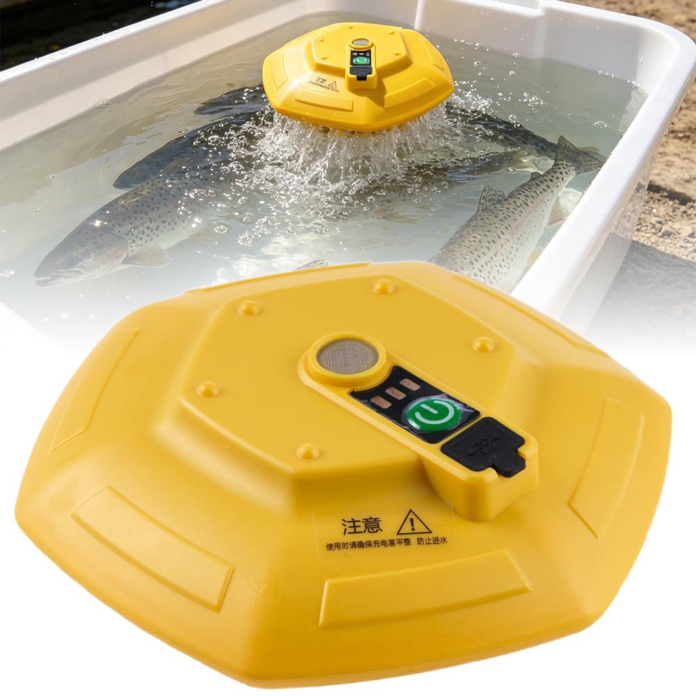 Aquarium Fish Escape - ポータブルフローティングフィッシュタンク酸素ポンプ、3000mAh充電式エアレーターIPX7防水、釣りや水槽用で最大14時間稼働