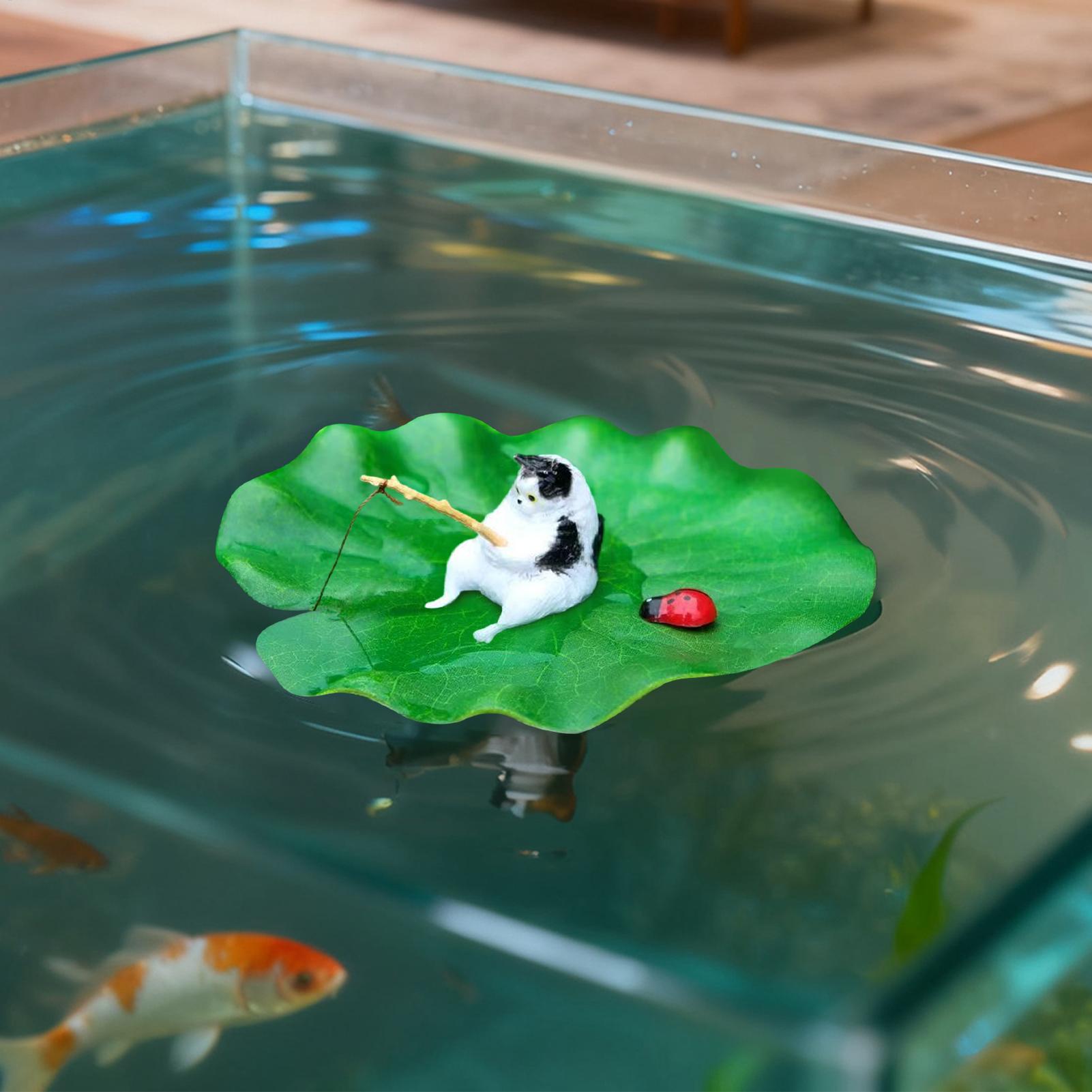 Aquarium Fish Escape - 水槽装飾フローティングキャットフィッシング水槽モデル装飾ベタ水槽装飾モデル愛好家、飼育者、初心者向け家庭用