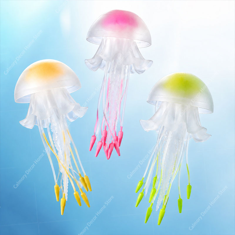Aquarium Fish Discus - 創造的な模擬浮遊蛍光発光効果クラゲ水槽装飾魚タンク水中装飾品ミニチュア