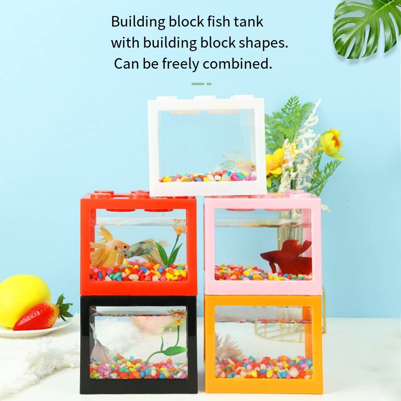 斬新なブロック型ミニ水槽 デスクトップ金魚鉢 小型金魚鉢 テ - Aquarium Fish Goldfish のレビューと価格