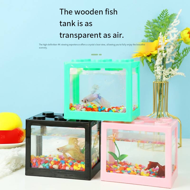 斬新なブロック型ミニ水槽 デスクトップ金魚鉢 小型金魚鉢 テ - Aquarium Fish Goldfish のレビューと価格