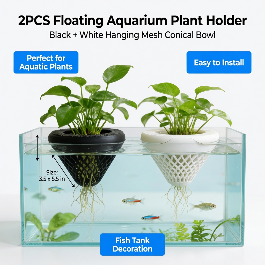 2個入りフローティングアクアリウムプラントホルダー、水槽用吊 - Aquarium Fish Escape のレビューと価格