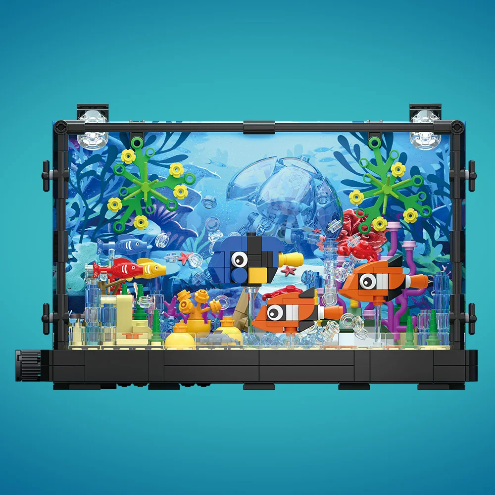 ライト付き水槽ビルディングブロックセット、水槽、海洋カメ、1 - Aquarium Fish Lego のレビューと価格