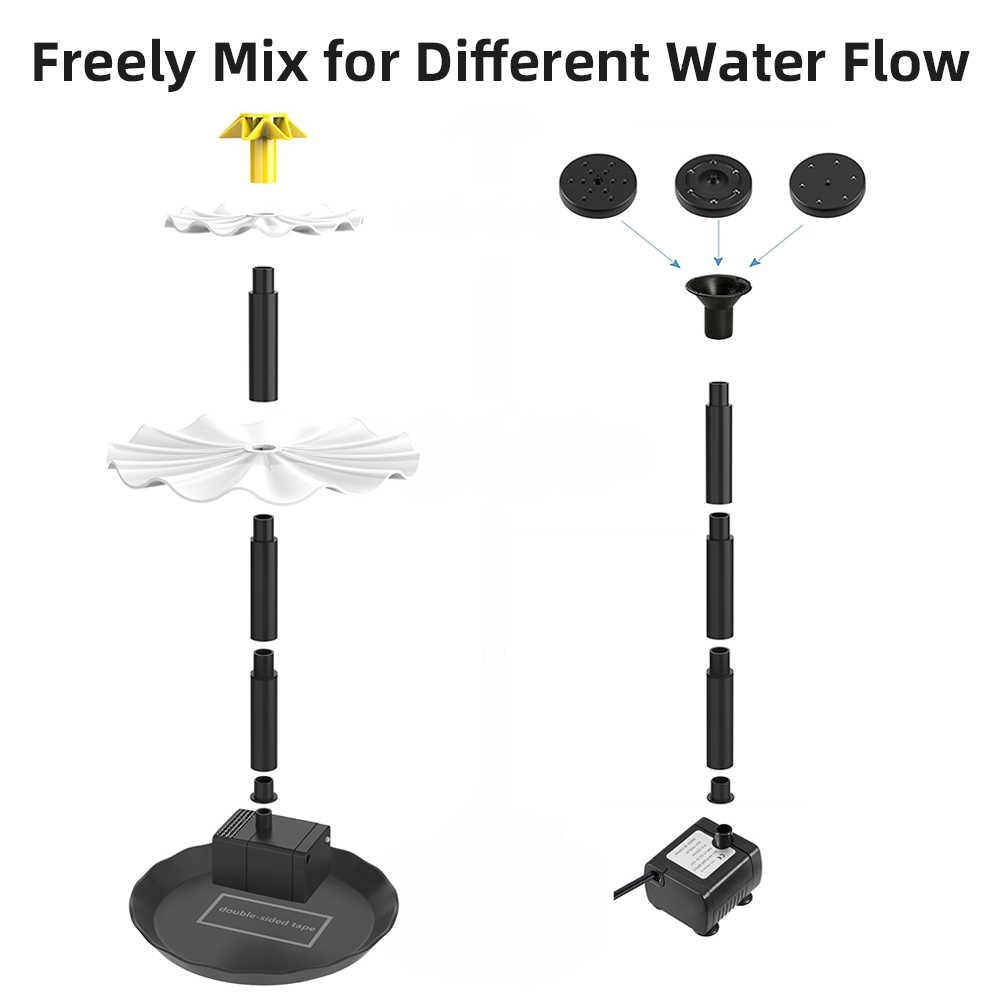 バードバス用のソーラーパワー水噴水ポンプ、庭、池、プール、水 - Aquarium Fish Light のレビューと価格