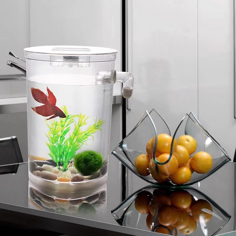 怠惰な無料水交換デスクトップ水槽ミニクリエイティブ金魚水槽小 - Aquarium Fish Goldfish のレビューと価格