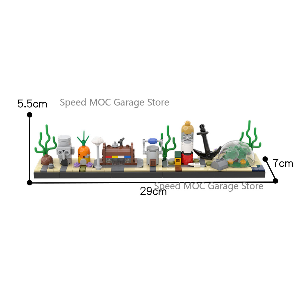 高精細水中街並みMOCセット、かわいい漫画風海底都市ビルディ - Aquarium Fish Lego のレビューと価格
