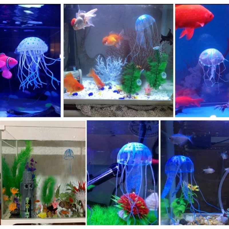 1/2個入り シミュレートシリコン製 光るクラゲ 水槽飾り、 - Aquarium Fish Discus のレビューと価格