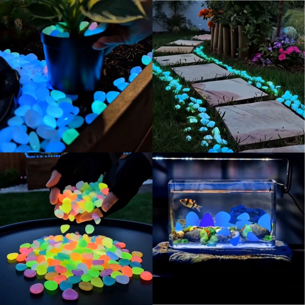 カラフルな暗闇で光る発光石、庭石、屋外庭園通路、水槽、鉢植え - Aquarium Fish Light のレビューと価格
