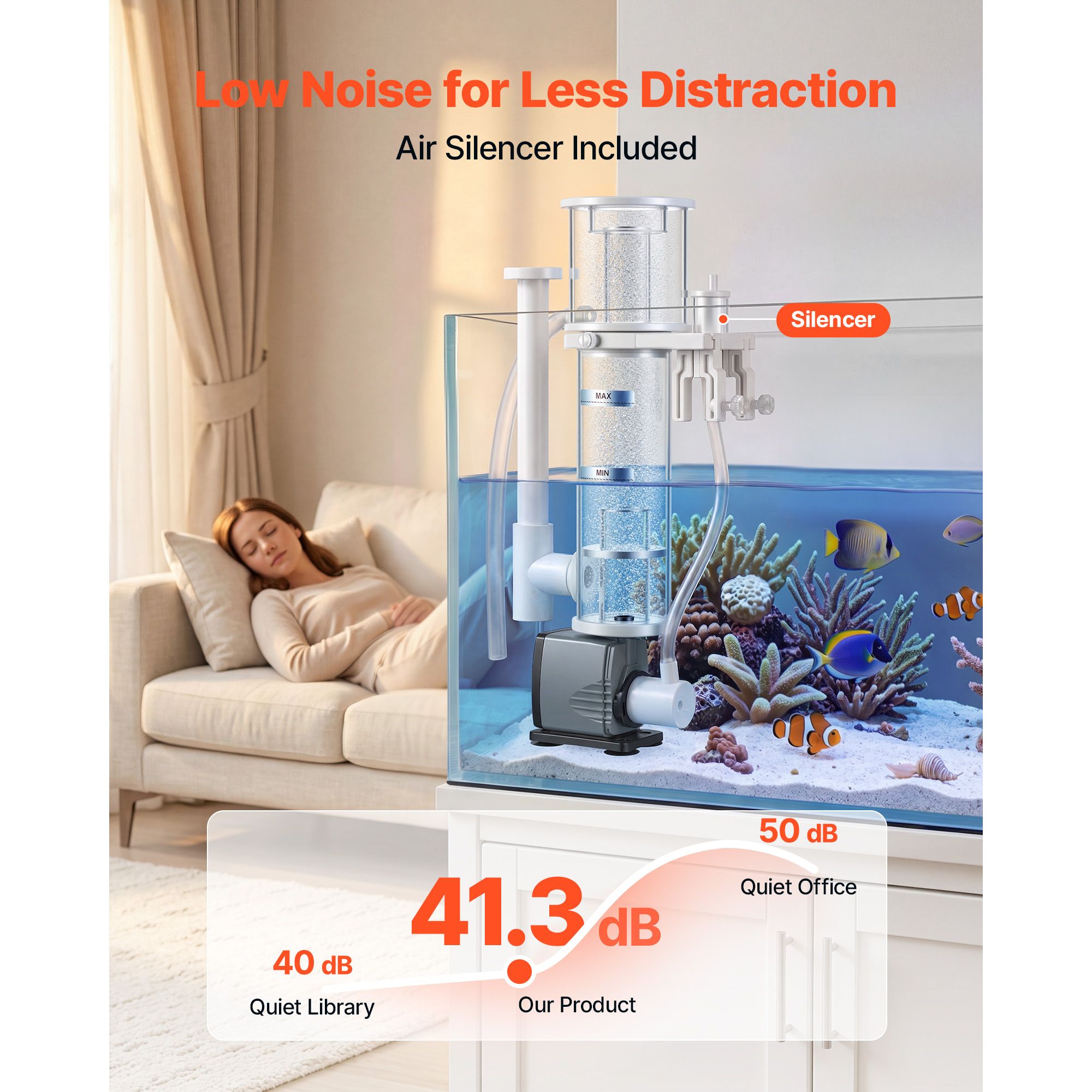 20～30ガロンの海水水槽用プロテインスキマー、DCポンプ付 - Protein Skimmer Reef のレビューと価格