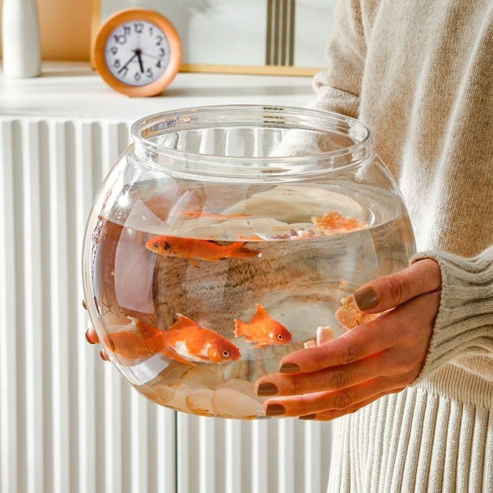 ポータブル透明水槽丸型割れない水槽プラスチック軽量金魚水槽家 - Aquarium Fish Goldfish のレビューと価格