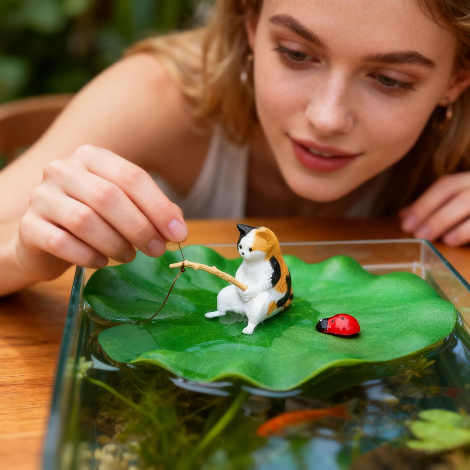 水槽装飾フローティングキャットフィッシング水槽モデル装飾ベタ - Aquarium Fish Escape のレビューと価格