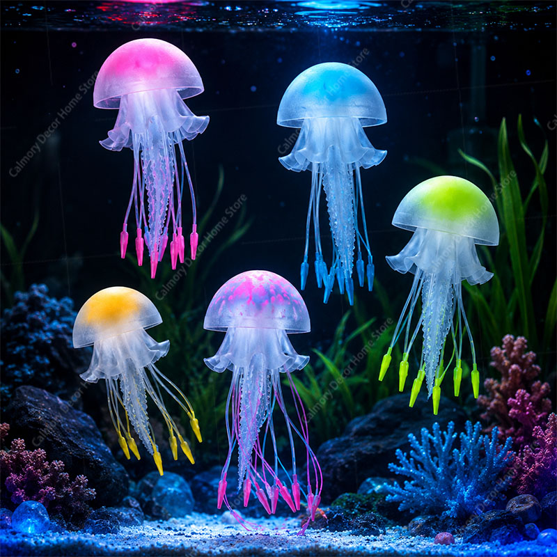 創造的な模擬浮遊蛍光発光効果クラゲ水槽装飾魚タンク水中装飾品 - Aquarium Fish Discus のレビューと価格