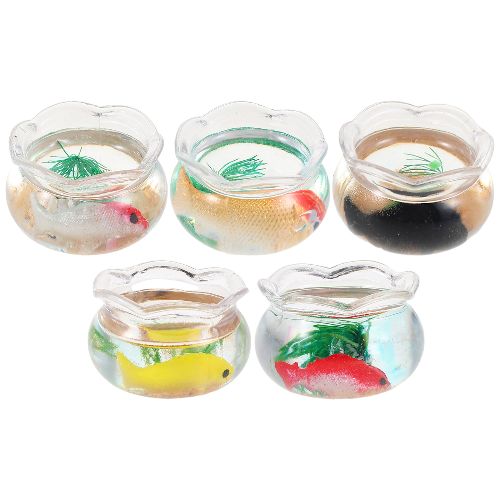 5個入りミニ金魚鉢、小型丸型金魚水槽、ミニチュア水槽、リアル - Aquarium Fish Goldfish のレビューと価格